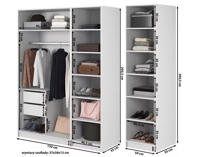 MEFRA Četrdurvju skapis 200 cm, melns - N1 Home