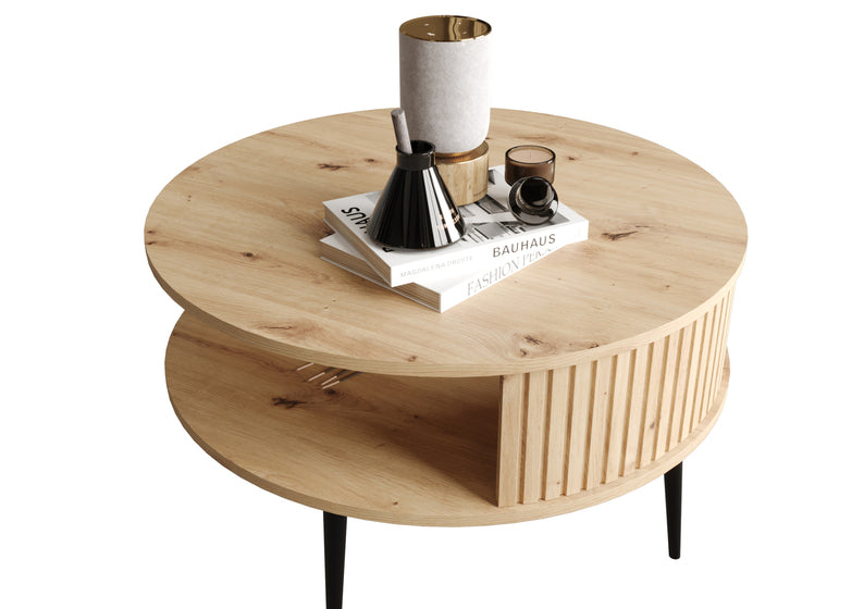 DIVIANO Apaļš kafijas galdiņš 76 cm, artisan ozols - N1 Home