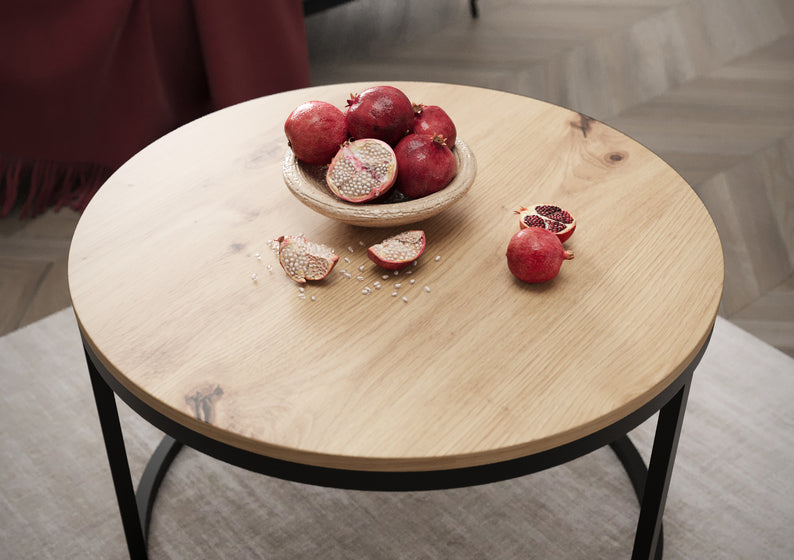 BELLO Apaļš kafijas galdiņš 60 cm, artisan ozols - N1 Home