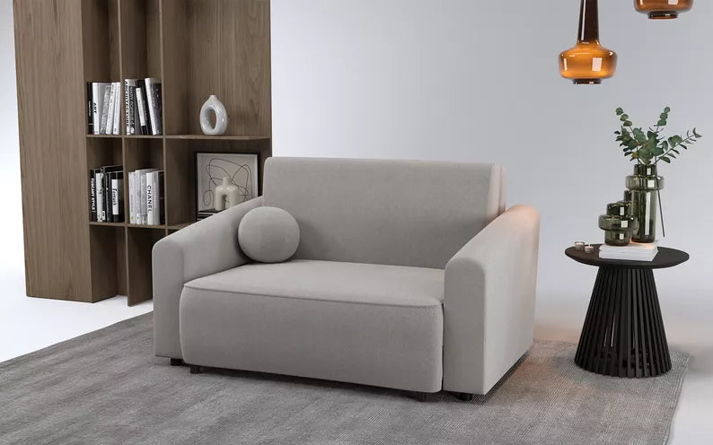 VIOSTE Divvietīgs dīvāns, 110 cm, ar glabātuvi, pelēks hidrofobs šenils - N1 Home