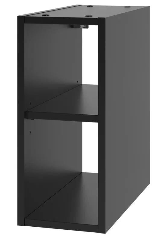 VELAV Vannas istabas skapis ar darba virsmu un plauktiem, 80 cm, rievota priekšpuse, matēts melns / riekstkoks - N1 Home