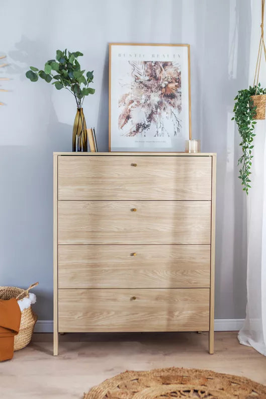 ZOCY Kumode ar četrām atvilktnēm, 92 cm, eļļots ozols - N1 Home