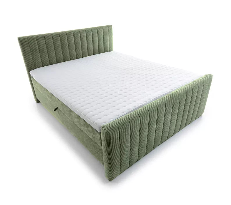 BINOLULA Kontinentālā gulta 1160/80x200 cm ar matraci un konteineriem, salvijas velveta - N1 Home