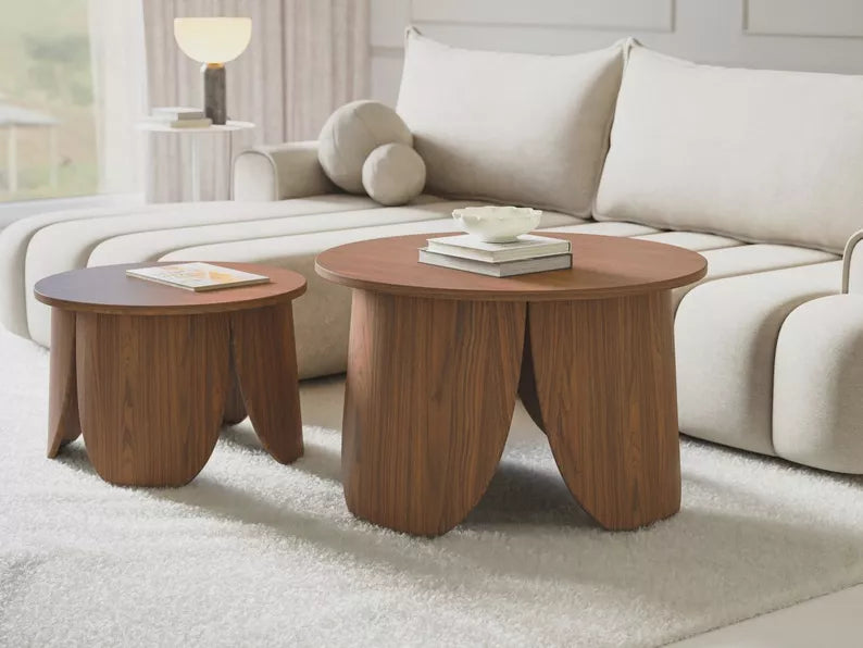 VIALIV Apaļš kafijas galdiņš, diametrs 80 cm, riekstkoks - N1 Home