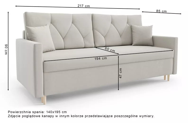 RAZO Dīvāns-gulta ar glabātuvii, gaiši brūns samts - N1 Home