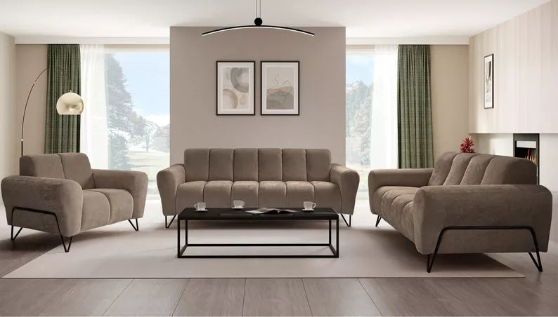 LAREVO Divvietīgs dīvāns, brūns šenils - N1 Home