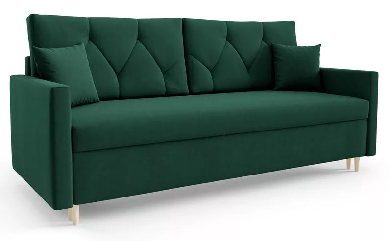 RAZO Dīvāns-gulta ar glabātuvii, zaļš samts - N1 Home