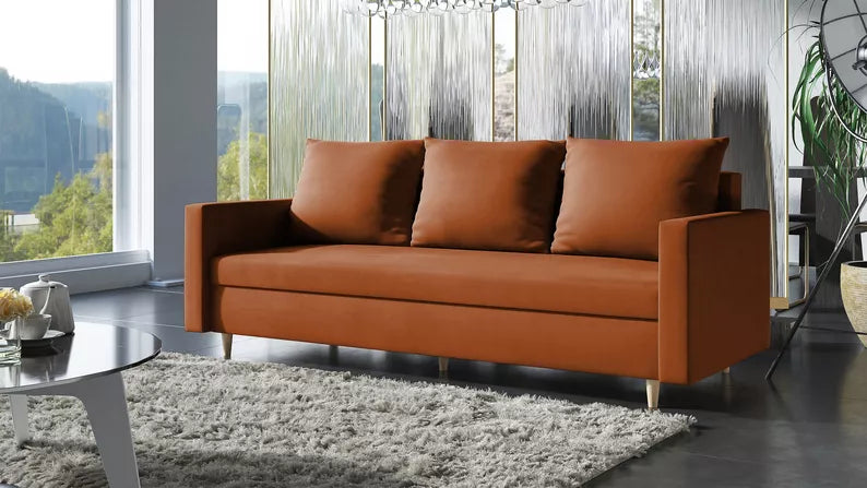 LUTTO Dīvāns ar glabātuvi, izvelkamais, vara samts - N1 Home