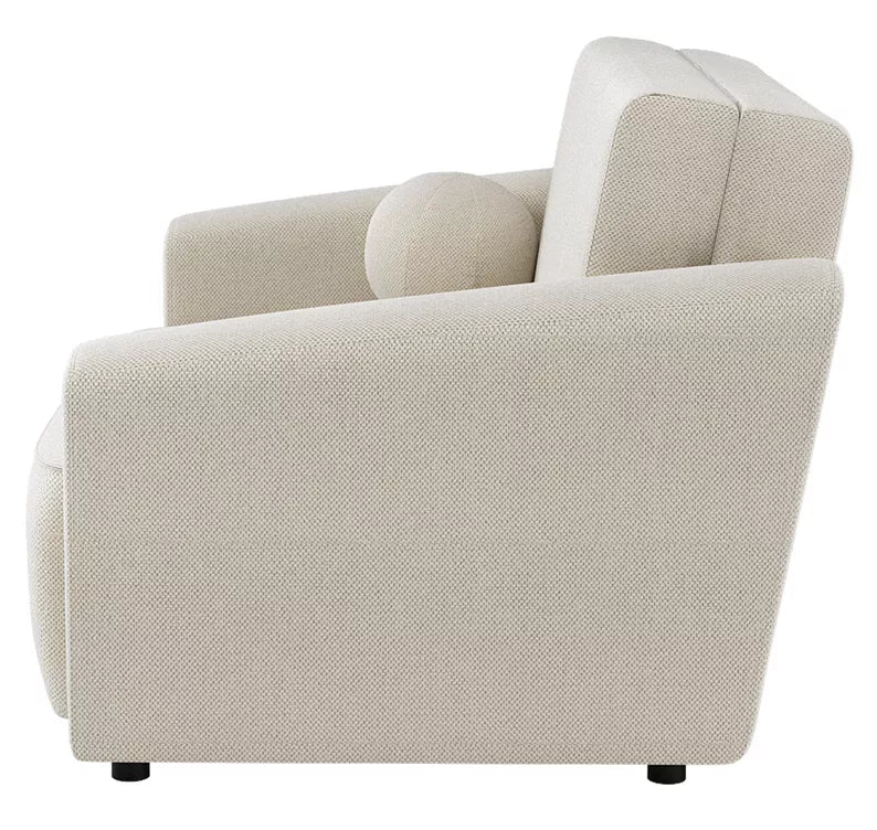 VIOSTE Divvietīgs dīvāns, 110 cm, ar glabātuvi, krēmkrāsas hidrofobs šenils - N1 Home