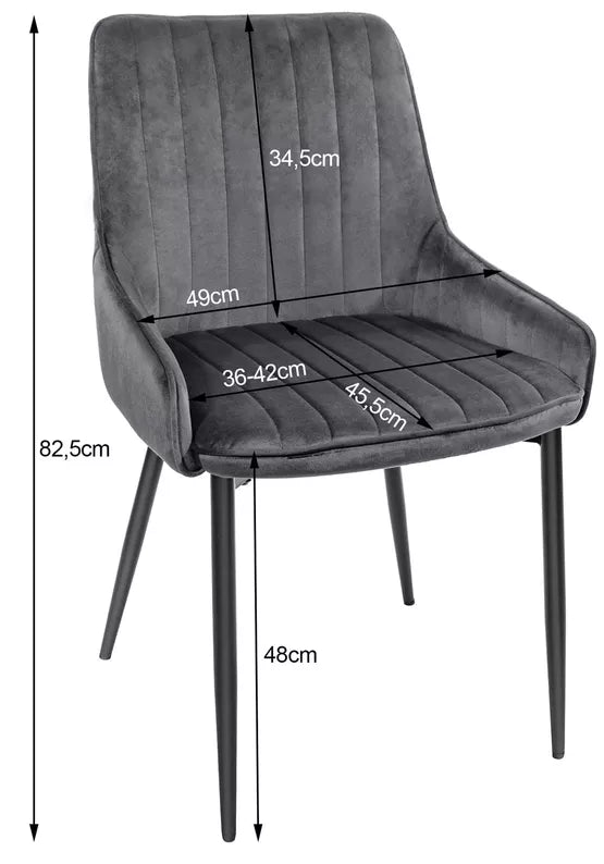 ZAMON Polsterēts krēsls no melna samta - N1 Home