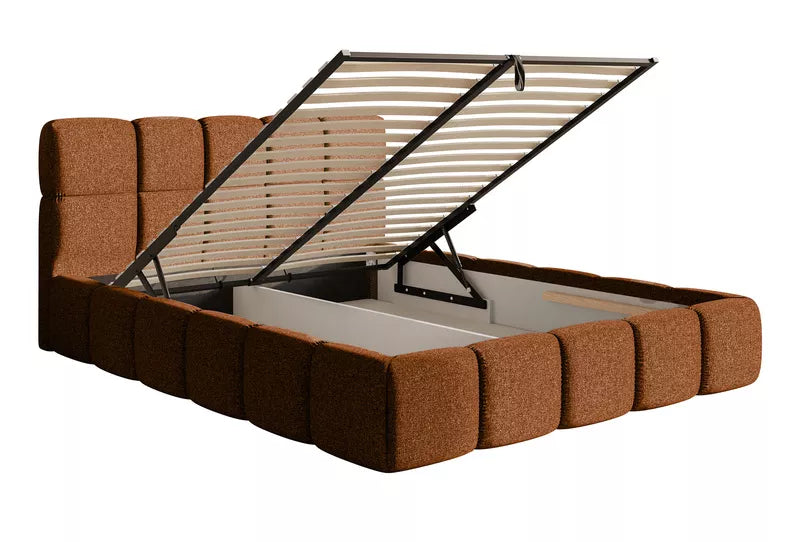 CLOD Mīkstā gulta 140/160/180/200 x 200 cm ar glabātuvi, varš hidrofobs šenils - N1 Home