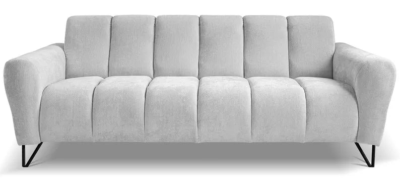 LAREVO Trīsvietīgs dīvāns, gaiši pelēks šenils - N1 Home