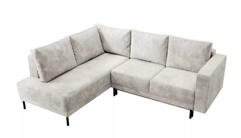 RIO Stūra dīvāns ar gulēšanas funkciju, ar konteineru, pelēki bēšs velvets, kreisa/laba puse - N1 Home