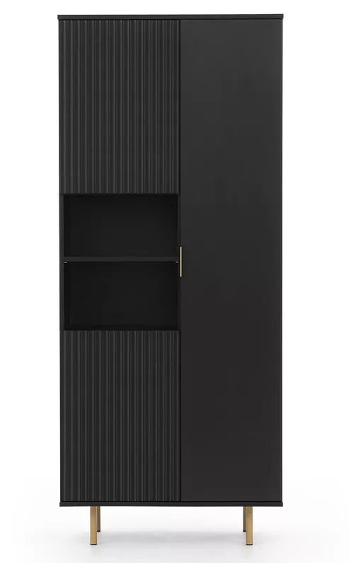 BLAZKA Slēgtais plaukts, 80 cm, ar diviem plauktiem, matēti melnas līstes - N1 Home