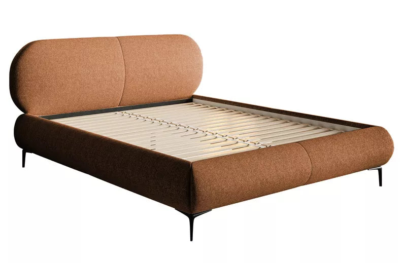 VALEO Polsterēta gulta 140/160/180x200 cm, varš hidrofoba bize, melnas kājas - N1 Home