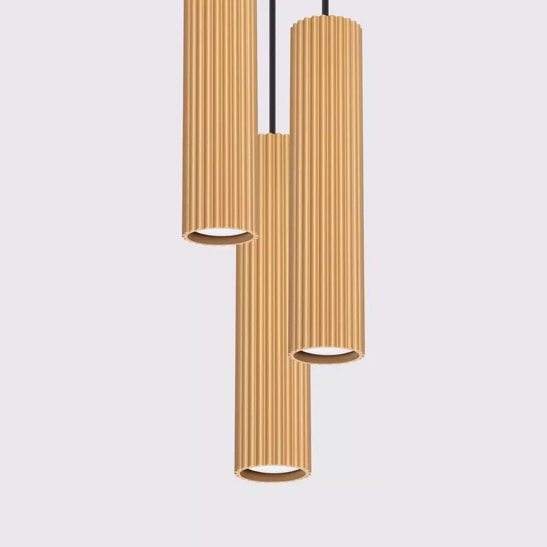 BONKAR x3 zelta piekaramā lampa uz apaļas griestu oderes - N1 Home