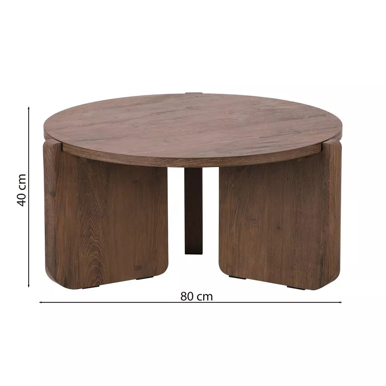 FINPRE Apaļš kafijas galdiņš, diametrs 80 cm, riekstkoks - N1 Home