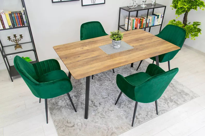 MERSYM Polsterēts krēsls no tumši zaļa samta - N1 Home