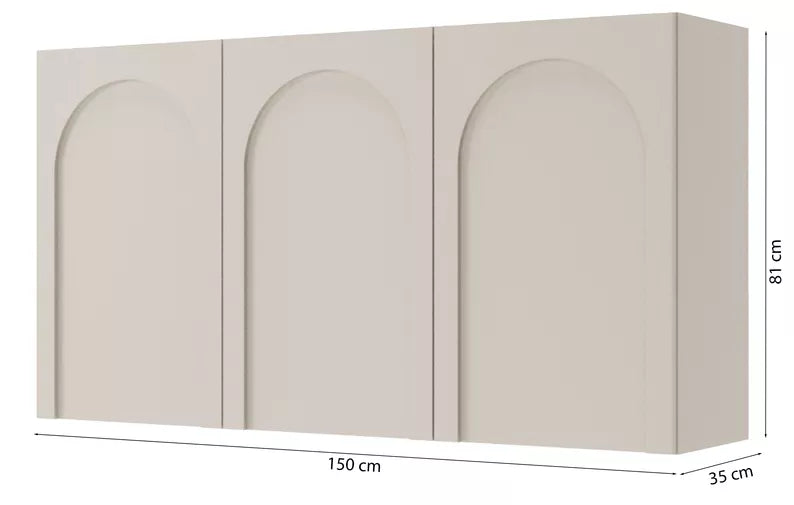KADIA Trīsdurvju kumode ar frēzētām fasādēm, 150 cm, pelēks bēšs - N1 Home