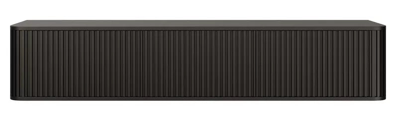 LOVORE Piekarināmais TV skapis ar rievām, trīsdurvju, 163 cm, melns - N1 Home