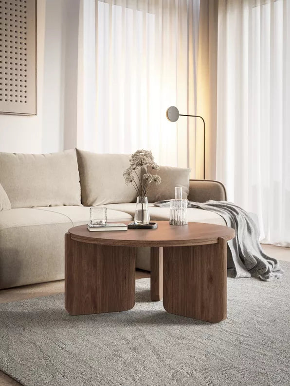 FINPRE Apaļš kafijas galdiņš, diametrs 80 cm, riekstkoks - N1 Home