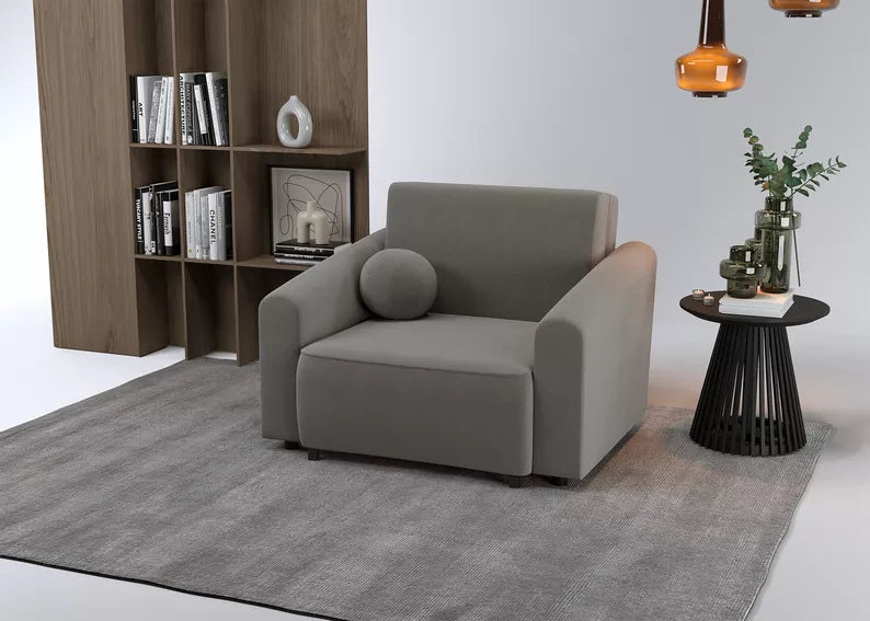 VIOSTE Atzveltnes krēsls ar glabātuvi, tumši pelēks hidrofobs šenils - N1 Home