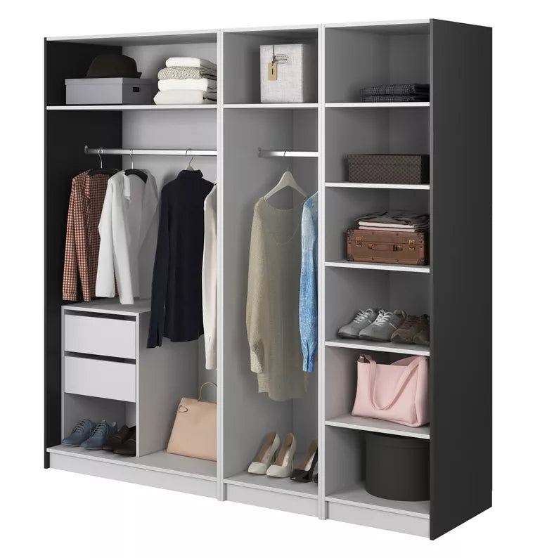 MEFRA Četrdurvju skapis 200 cm, melns - N1 Home