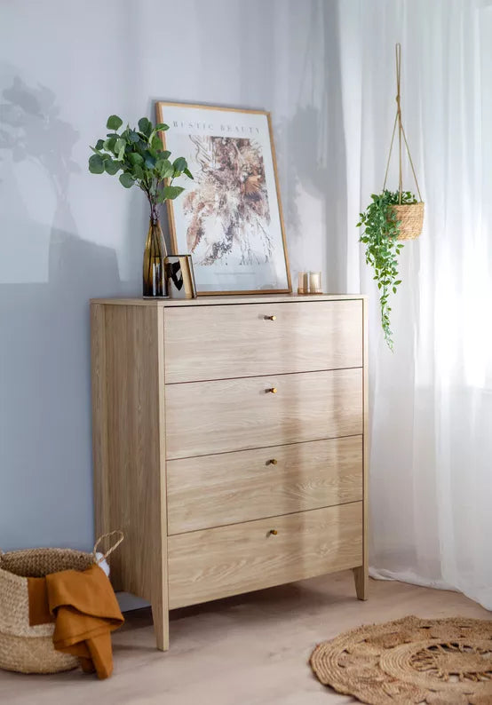 ZOCY Kumode ar četrām atvilktnēm, 92 cm, eļļots ozols - N1 Home