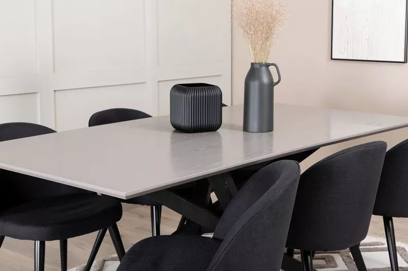 NIZETAN Pusdienu galds 90 x 180 cm, melns/pelēks - N1 Home