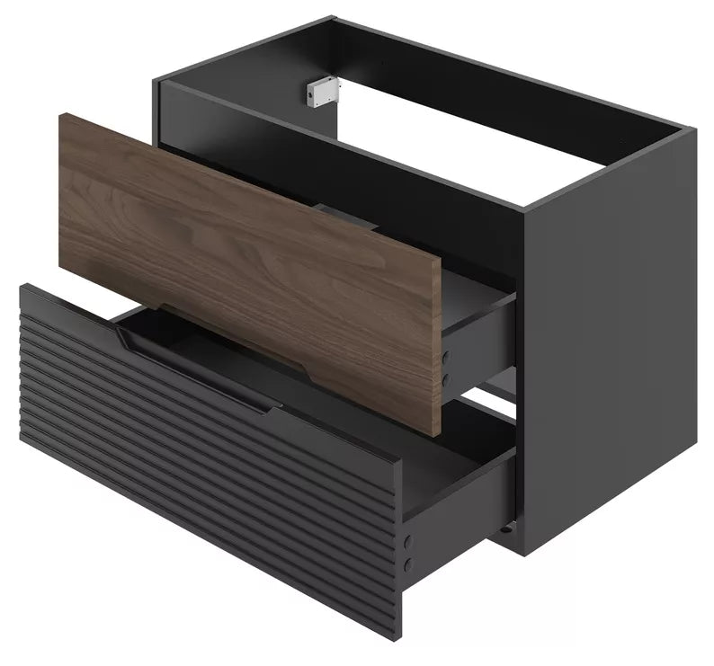 VELAV Vannas istabas skapis, 60 cm, rievota priekšpuse, matēts melns/valrieksts - N1 Home