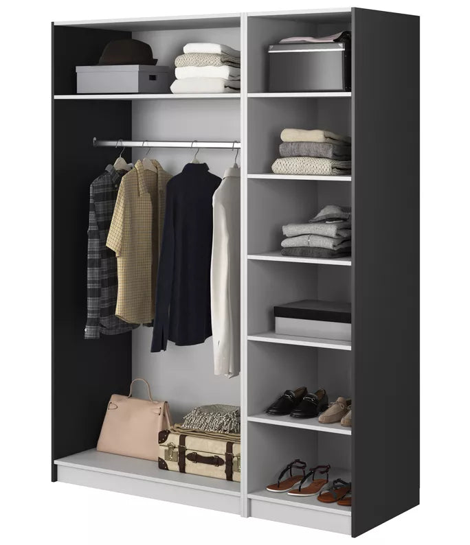 MEFRA Trīsdurvju skapis 150 cm, melns - N1 Home