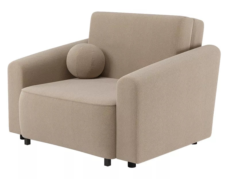 VIOSTE Atzveltnes krēsls ar glabātuvi, bēšs hidrofobs šenils - N1 Home