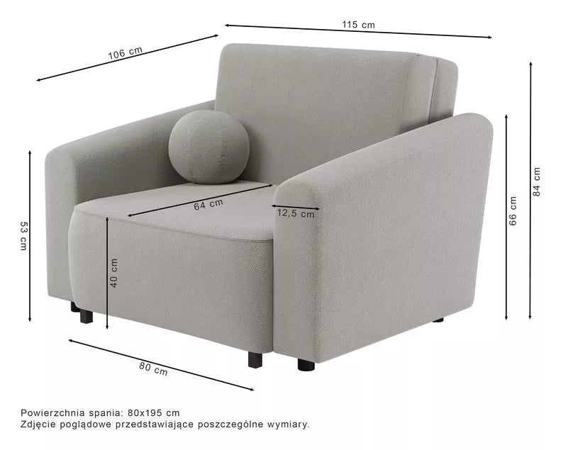 VIOSTE Atzveltnes krēsls ar glabātuvi, bēšs hidrofobs šenils - N1 Home