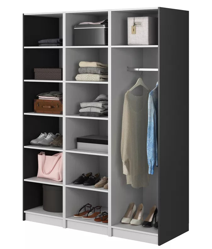 MEFRA Trīsdurvju skapis 150 cm, melns - N1 Home