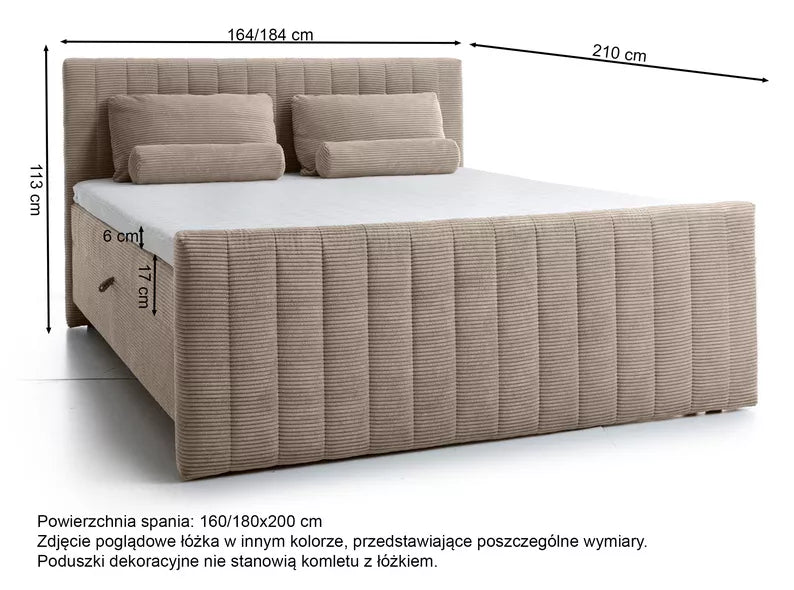 BINOLULA Kontinentālā gulta 1160/80x200 cm ar matraci un konteineriem, gaiši rozā velveta - N1 Home