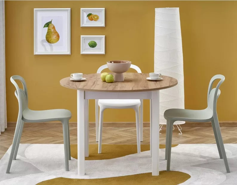 LOOM Izvelkamais galds 102-142x102 cm, ozols/balts - N1 Home