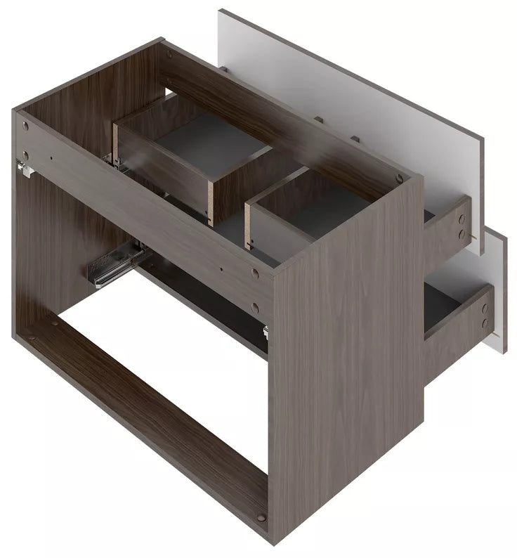 DELLA Vannas istabas komplekts ar izlietni un skapīti, piekaramais skapis, 95 cm, rievotas riekstkoka/matēti melnas fasādes - N1 Home