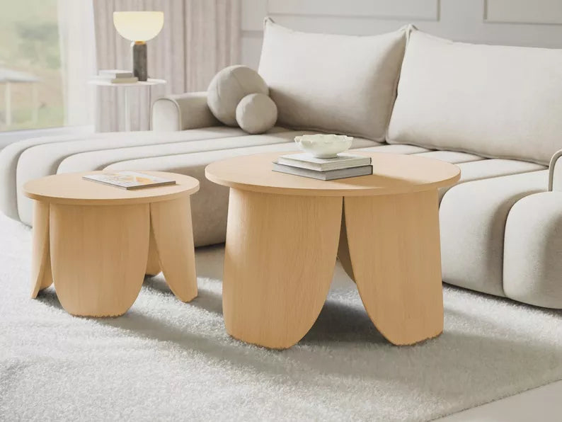 VIALIV Apaļš kafijas galdiņš, diametrs 80 cm, dabīgs ozols - N1 Home