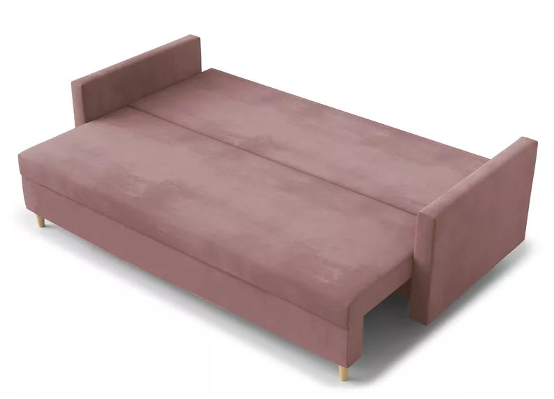 LUTTO Dīvāns ar glabātuvi, izvelkamais, rozā samts - N1 Home