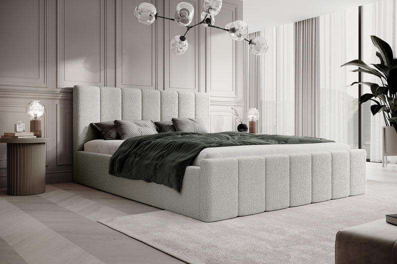 ROMA Mīkstā gulta 140/160/180x200 cm, ar konteineru, krēmkrāsas krāsa - N1 Home