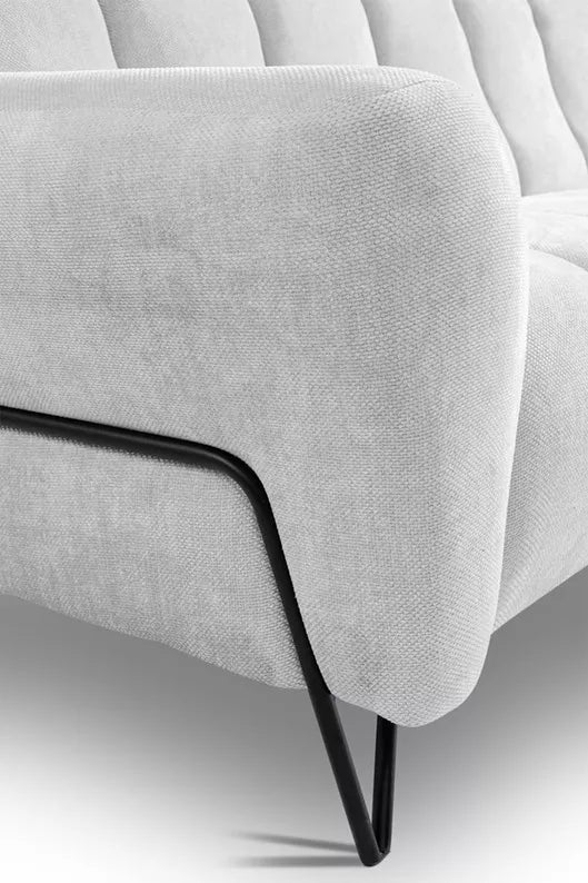 LAREVO Trīsvietīgs dīvāns, gaiši pelēks šenils - N1 Home