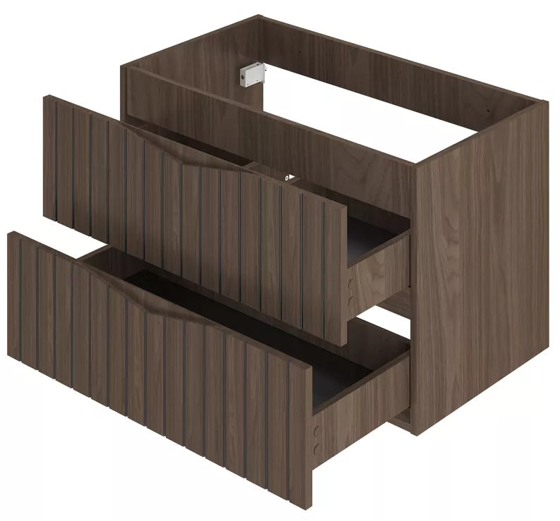 DELLA Izlietnes skapis, 80 cm, rievotas riekstkoka/matēti melnas fasādes - N1 Home