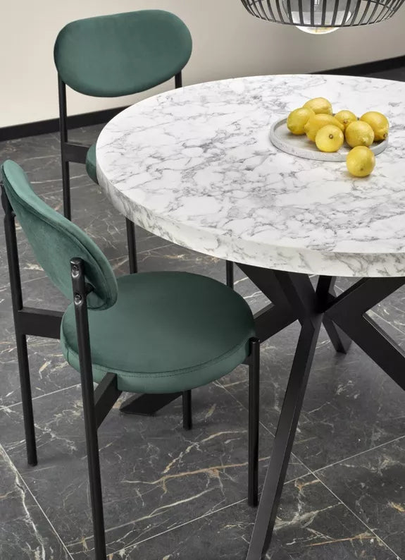 RELER Izvelkamais galds 100-250x100 cm, balts marmors/melns - N1 Home