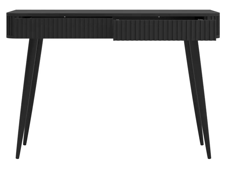 LOVORE Tualetes galdiņš ar rievām un divām atvilktnēm, 113 cm, melns ar melnām kājām - N1 Home