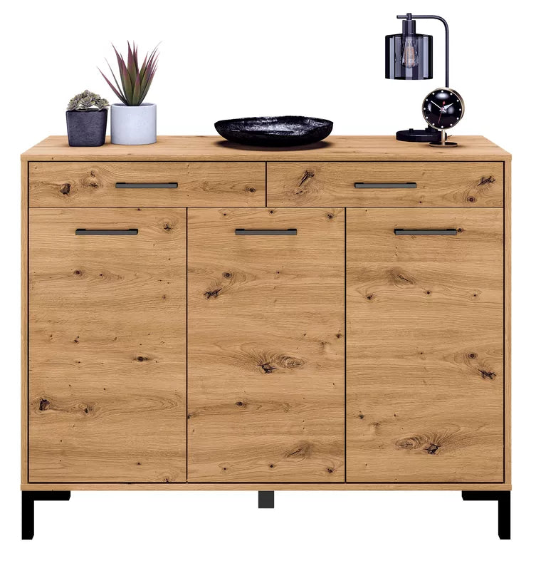 LARTI Apavu skapis 120 cm ar divām atvilktnēm, amatnieka ozols - N1 Home