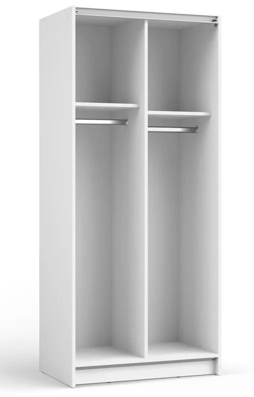 DIAFO Divdurvju bīdāmais skapis ar spoguli, 80 cm, balts - N1 Home