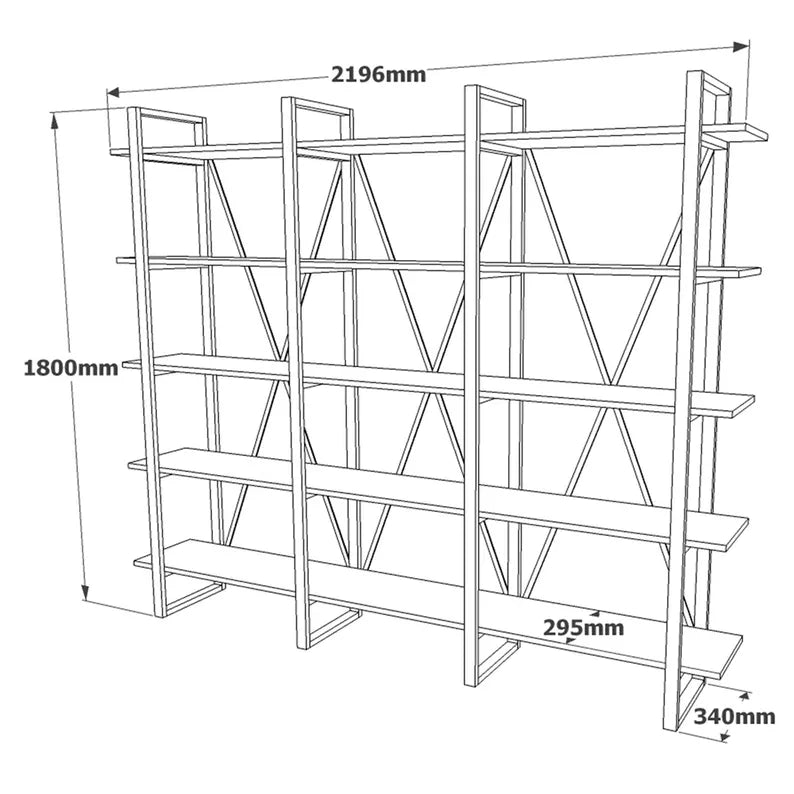 LOFE Trīskāršs piecu līmeņu brūns grāmatu skapis - N1 Home