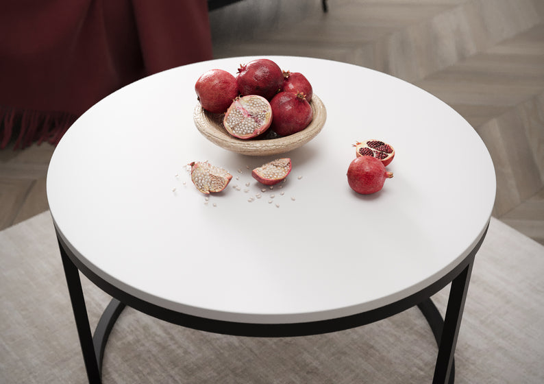 BELLO Apaļš kafijas galdiņš 60 cm, matēts balts - N1 Home