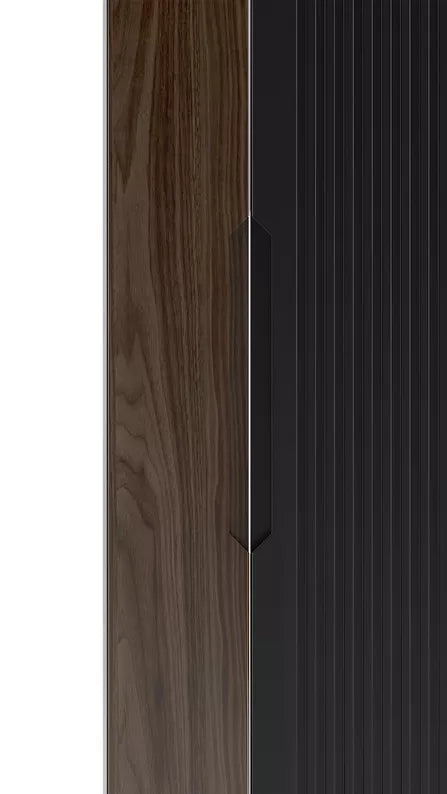 VELAV Vannas istabas komplekts ar izlietnēm uz galda un skapis 155 cm, rievotas fasādes, matēts melns / riekstkoks - N1 Home