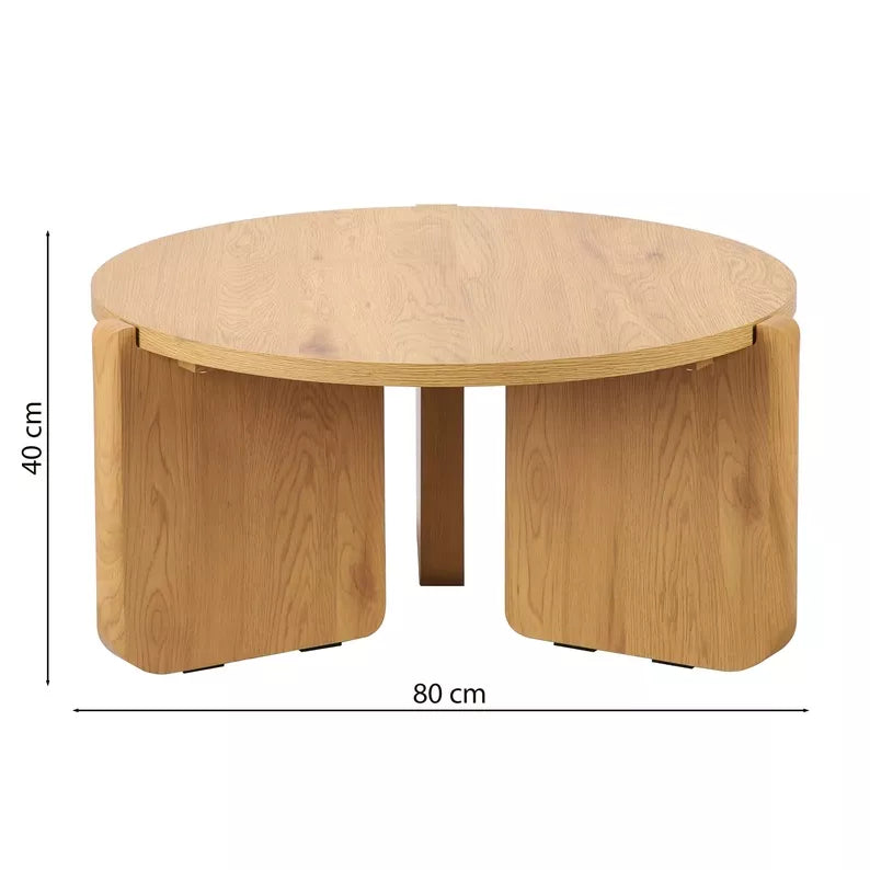 FINPRE Apaļš kafijas galdiņš, diametrs 80 cm, dabīgais ozols - N1 Home